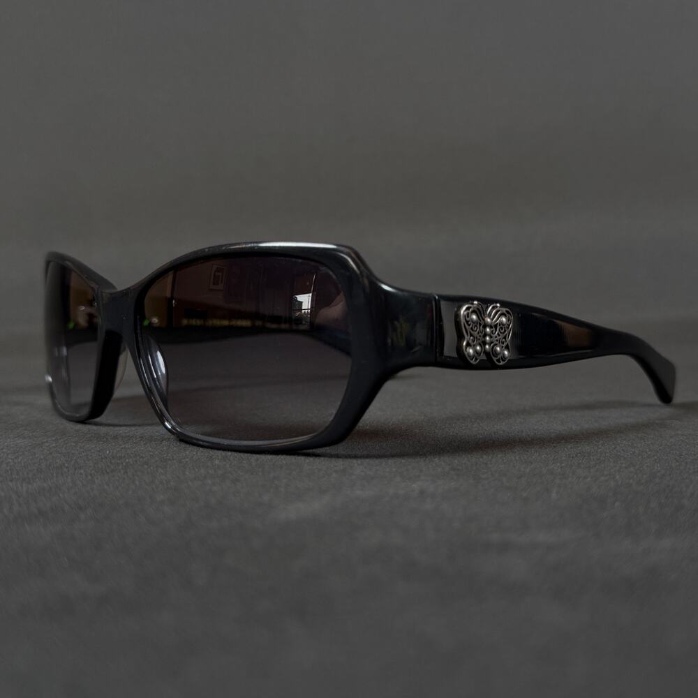 Kieselstein-Cord Butter Face 8K Black Acetate Blue Lens Sunglasses Japan RARE